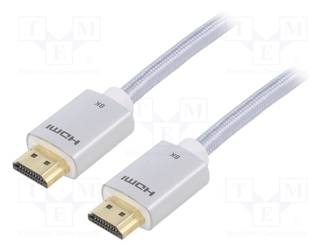 Cable; HDMI 2.1; HDMI plug,both sides; PVC; textile; Len: 3m; 28AWG