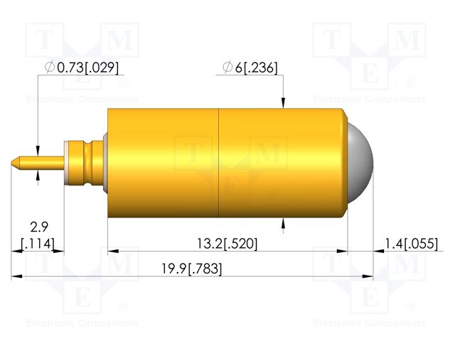 Test needle; Spring compression: 1.2mm; 1.4mm; 5A; Ø: 5mm; plug-in