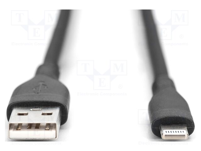 Cable; USB 2.0; Apple Lightning plug,USB A plug; nickel plated