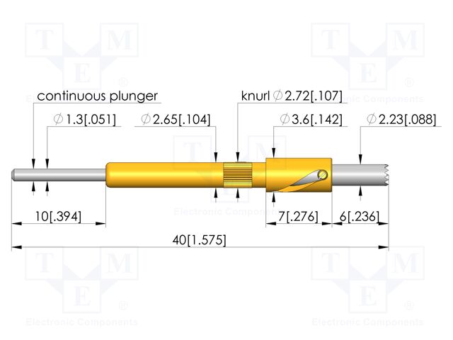 Test needle; Spring compression: 4mm; 5mm; 5A; steel; Ø: 2.25mm