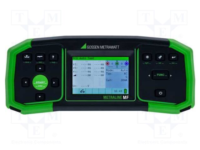 Meter: appliance meter; LCD TFT 3,5"; Earthing R range: 0÷9999Ω