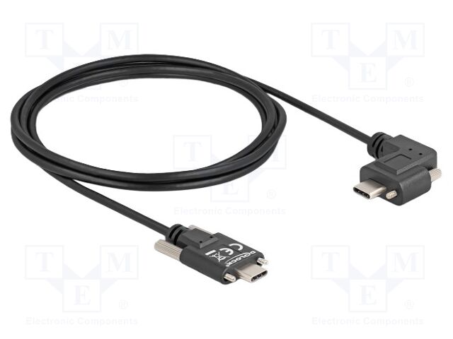 Cable; USB 2.0; USB C plug,USB C angled plug; 2m; black; 480Mbps