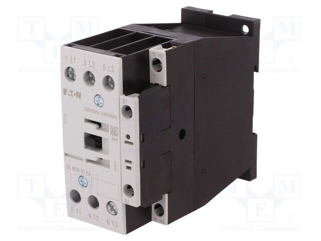 Contactor: 3-pole; NO x3; Auxiliary contacts: NO; 230VAC; 38A; 690V
