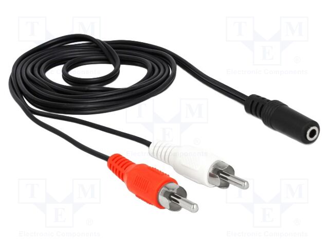 Cable; Jack 3.5mm 3pin socket,RCA plug x2; 1.4m; black