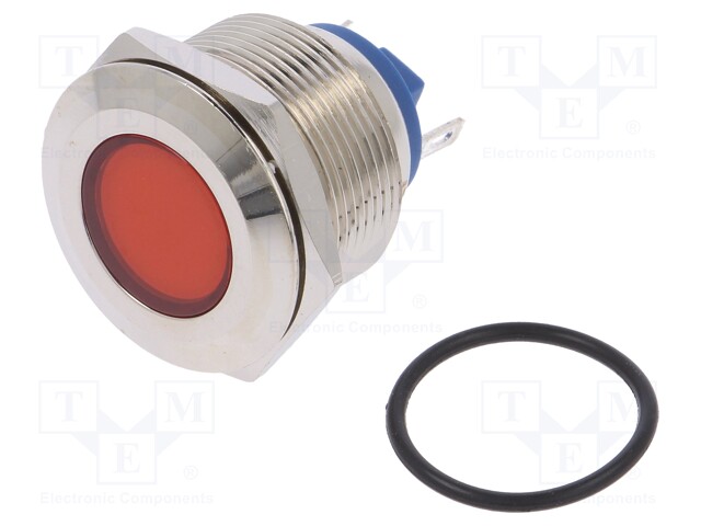 Indicator: LED; flat; 12VDC; 12VAC; Cutout: Ø22mm; brass