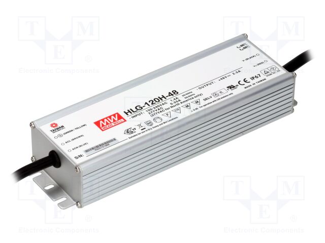 Power supply: switching; LED; 120W; 48VDC; 2.5A; 90÷305VAC; IP67