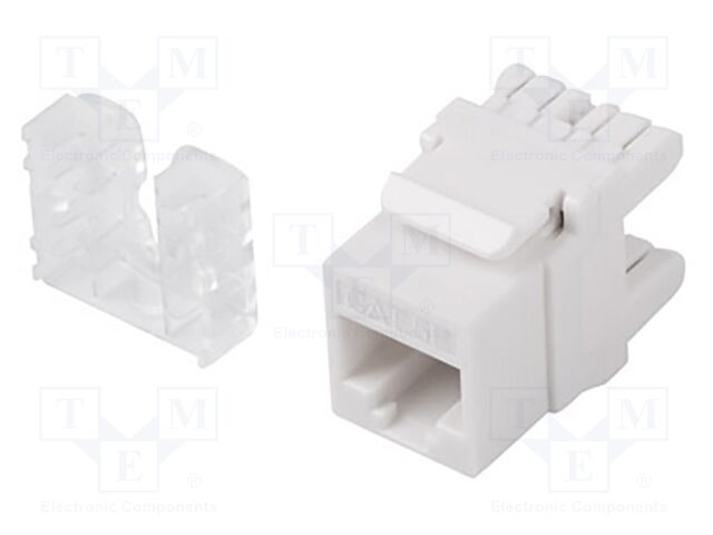 RJ45 module; white; Cat: 6; on cable; RJ45 socket; -10÷60°C; 36V