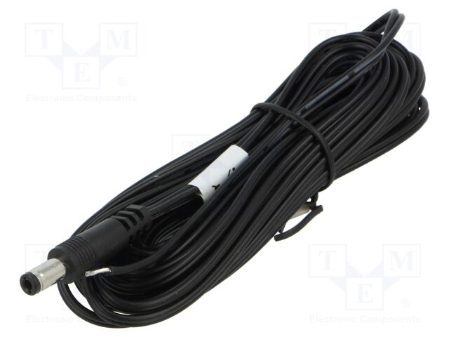 Cable; 2x0.52mm2; DC 5,5/2,5 plug; straight; black; 5m; -25÷70°C