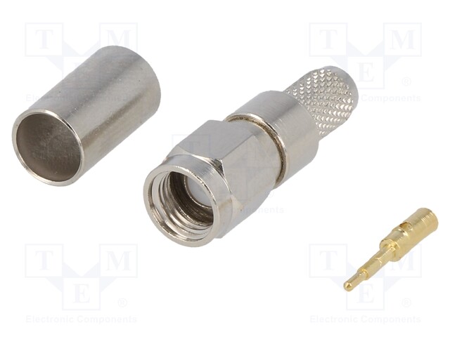Plug; SMA; male; straight; 50Ω; H155; crimped; for cable; teflon