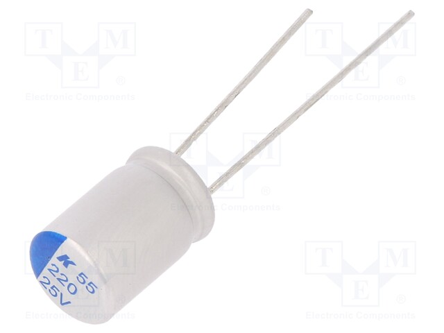 Capacitor: polymer; 220uF; 25VDC; ESR: 15mΩ; A750; THT; ±20%; 2000h