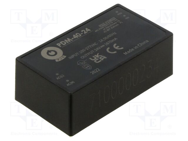 Converter: AC/DC; 40W; 85÷305VAC; Usup: 100÷430VDC; Uout: 24VDC