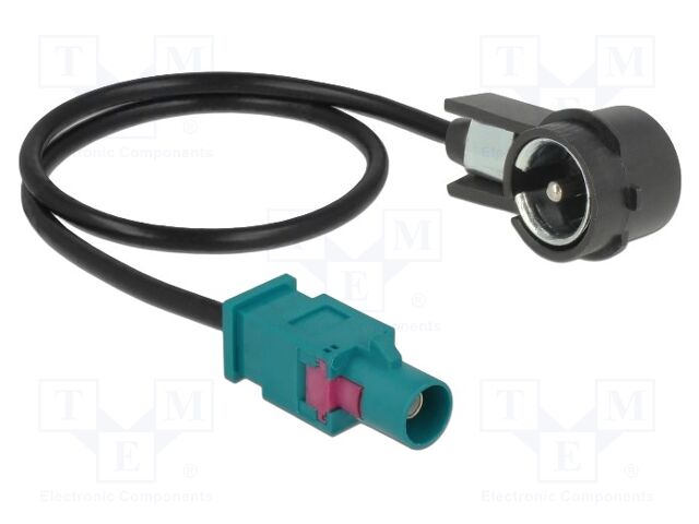 Cable; 0.3m; Fakra Z male,ISO plug; black; angled; Øcable: 2.9mm
