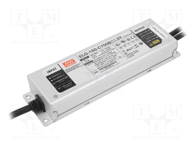 Power supply: switched-mode; LED; 149.8W; 107÷214VDC; 700mA; IP67