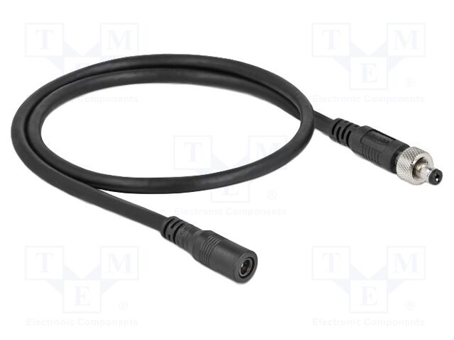 Cable; DC 5,5/2,1 plug,DC 5,5/2,1 socket; straight; black; 500mm