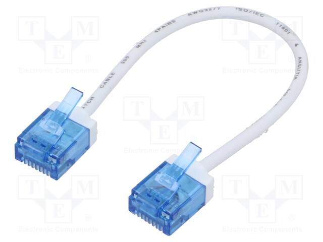 Patch cord; U/UTP; 6a; stranded; Cu; LSZH; white; 0.15m; 32AWG