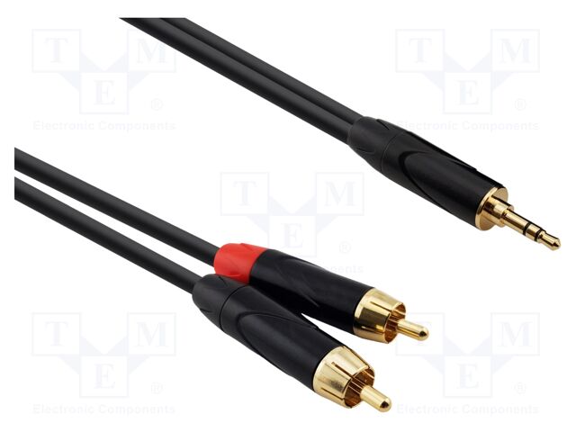 Cable; Jack 3.5mm plug,RCA plug x2; 0.3m; black; PVC