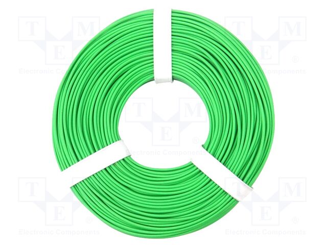 Wire; stranded; Cu; 1x0,25mm2; PVC; green; 100V; -10÷85°C; 50m