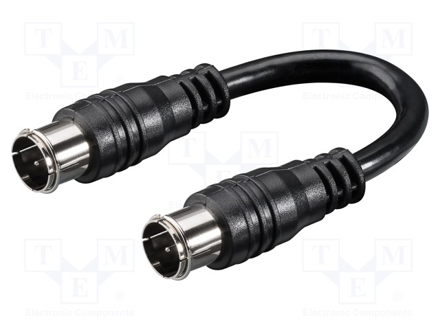 Cable; 75Ω; 0.13m; F plug "quick",both sides; black
