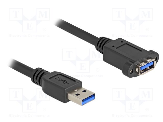Cable; USB A socket,USB A plug; 1m; black; 26AWG,27AWG; 5Gbps
