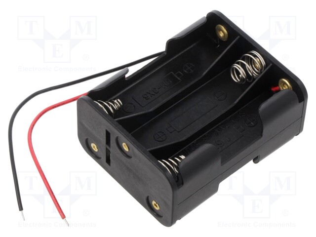 Holder; AA,R6; Batt.no: 6; cables; black