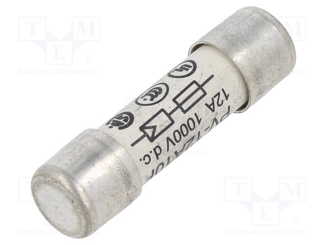 Fuse: fuse; gPV; 12A; 1kVDC; ceramic,cylindrical,industrial
