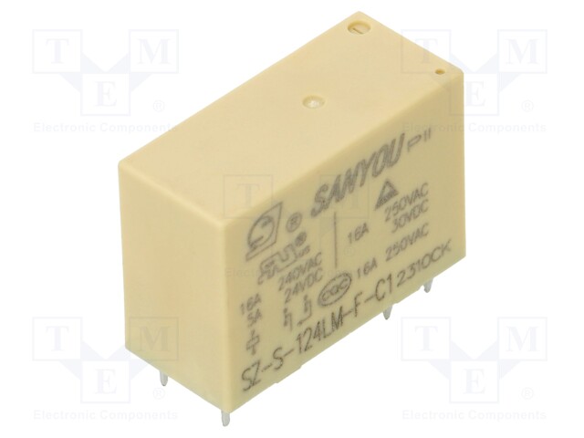 Relay: electromagnetic; SPST-NO; Ucoil: 24VDC; Icontacts max: 16A
