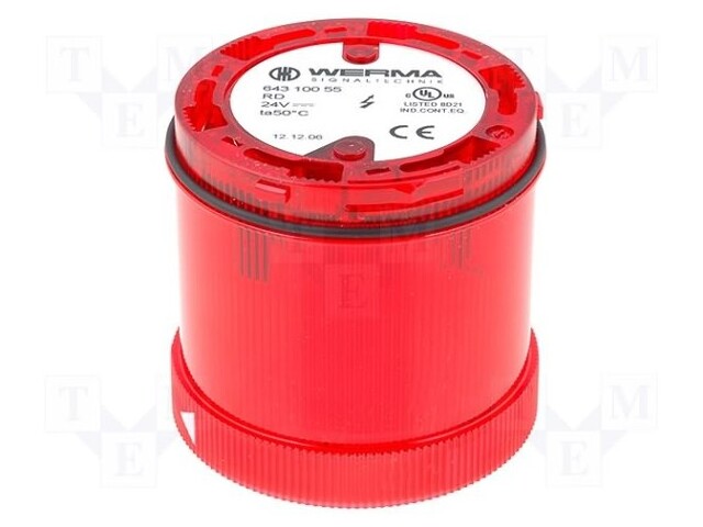 Signaller: lighting; flashing light; Colour: red; Usup: 24VDC; IP65