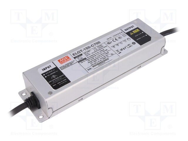 Power supply: switched-mode; LED; 149.8W; 107÷214VDC; 700mA; IP67