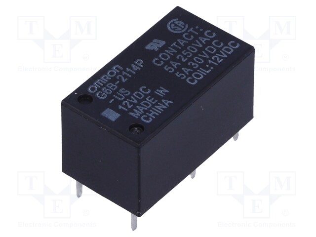 Relay: electromagnetic; SPST-NO + SPST-NC; Ucoil: 12VDC; 5A/30VDC