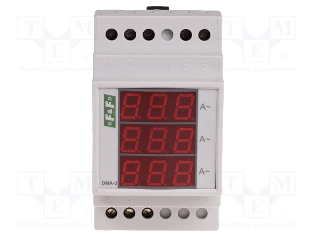 Ammeter; digital,mounting; 0÷20A; Meas.accur: ±1%; 3-digit LED