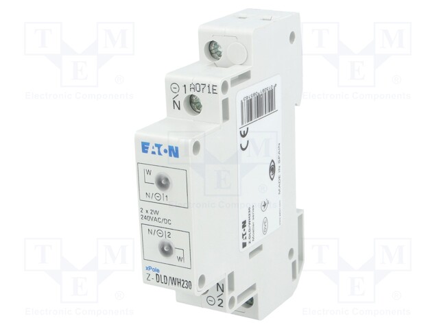 LED indicator; Mounting: DIN; 230VAC; Colour: white/white; 230VDC