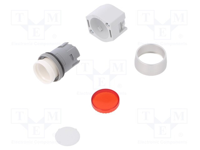 Switch: push-button; Stabl.pos: 1; 22mm; red; Illumin: none; IP65