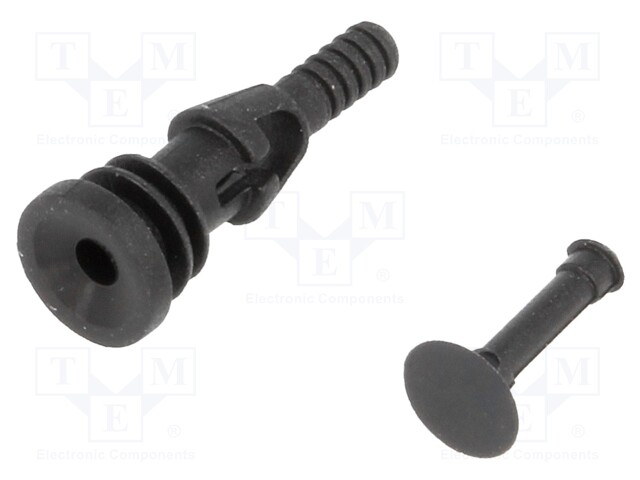 Fastener for fans and protections; plastic; Colour: black; 4.5mm