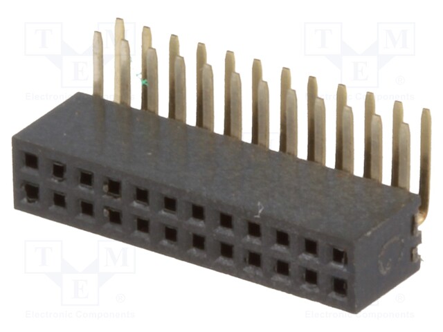 Socket; pin strips; female; PIN: 24; angled 90°; 1.27mm; THT; 2x12