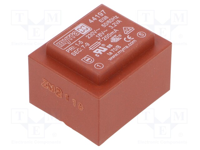Transformer: encapsulated; 3.2VA; 230VAC; 18V; 178mA; Mounting: PCB