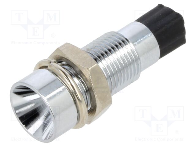 LED holder; 3mm; chromium; metal; concave; with plastic plug