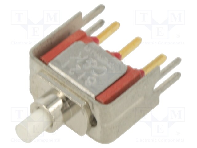 Switch: push-button; Pos: 2; SPDT; 1A/120VAC; 1A/28VDC; ON-(ON)