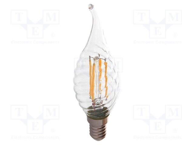 LED lamp; neutral white; E14; 200÷240VAC; 400lm; P: 4W; 300°; 4000K