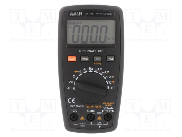 Digital multimeter; LCD 3,75 digit (3999); 3x/s; Resol: 1°C