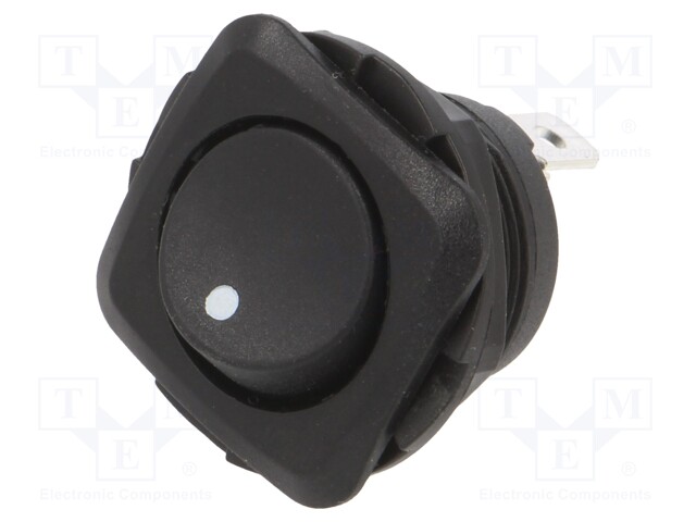 ROCKER; SPST; Pos: 2; OFF-ON; 10A/28VDC; black; none; Rcont max: 50mΩ