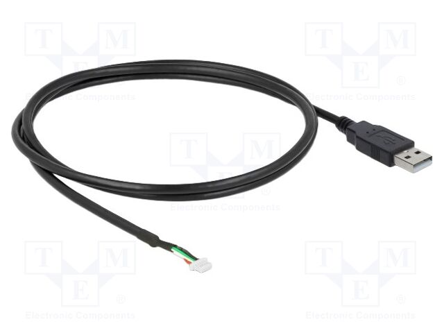 Cable; USB 2.0; USB A plug,5pin pin header; 1.5m; 28AWG; black