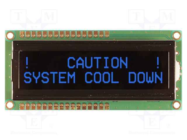 Display: LCD; FSTN Negative; 16x2; black; 80x36mm; LED; 1x16; 5V