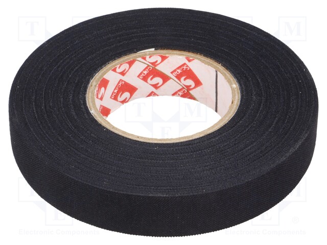 Tape: fixing; W: 15mm; L: 25m; D: 0.25mm; black; rubber; rayon