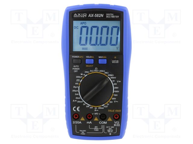 Digital multimeter; LCD; 3,5 digit; 3x/s; I AC: 0.1÷200mA,2A,20A