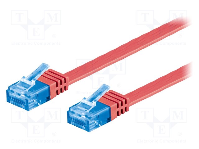 Patch cord; U/UTP; 6a; stranded; Cu; PVC; red; Len: 7m; 32AWG