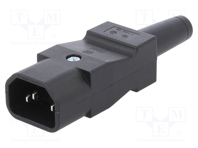 Connector: AC supply; plug; male; 10A; 250VAC; IEC 60320; C14 (E)