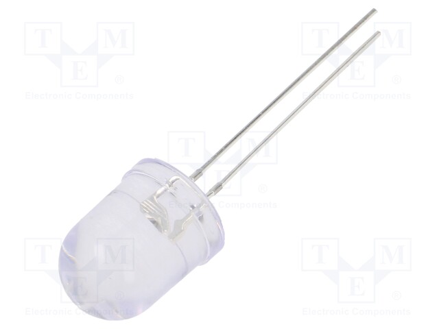 LED; 10mm; red; 1120÷1560mcd; 30°; without stopper; Front: convex