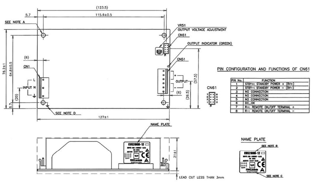 Power supply: switched-mode; open; 201.6W; 85÷265VAC; OUT: 1; 48VDC