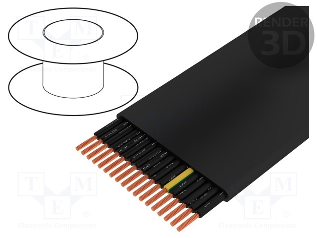 Wire; stranded; Cu; H05VVH6-F; 18G1mm2; unshielded; black; PVC
