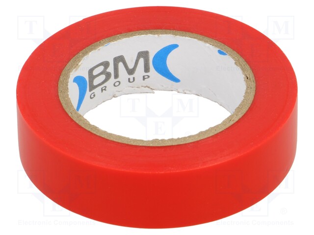 Tape: electrical insulating; W: 15mm; L: 10m; Thk: 0.15mm; red; 200%